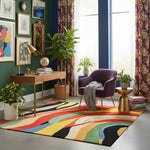 office with colorful red rug eclectic