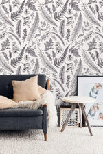 Herbs and Ferns Botanical Rustic Wallpaper