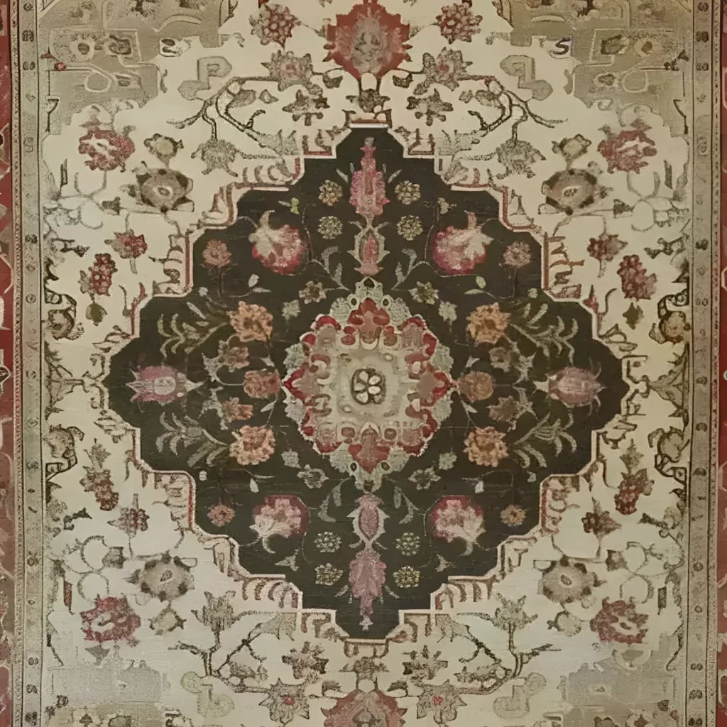 Elegant Heritage Floral Elegance Hand Knotted Area Rug featuring intricate floral patterns with a vintage Persian design. Perfect for enhancing living room decor, this rug showcases a rich combination of earthy tones with a central medallion, embodying the charm of classic Persian rugs.