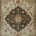 Elegant Heritage Floral Elegance Hand Knotted Area Rug featuring intricate floral patterns with a vintage Persian design. Perfect for enhancing living room decor, this rug showcases a rich combination of earthy tones with a central medallion, embodying the charm of classic Persian rugs.