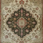 Elegant Heritage Floral Elegance Hand Knotted Area Rug featuring intricate floral patterns with a vintage Persian design. Perfect for enhancing living room decor, this rug showcases a rich combination of earthy tones with a central medallion, embodying the charm of classic Persian rugs.