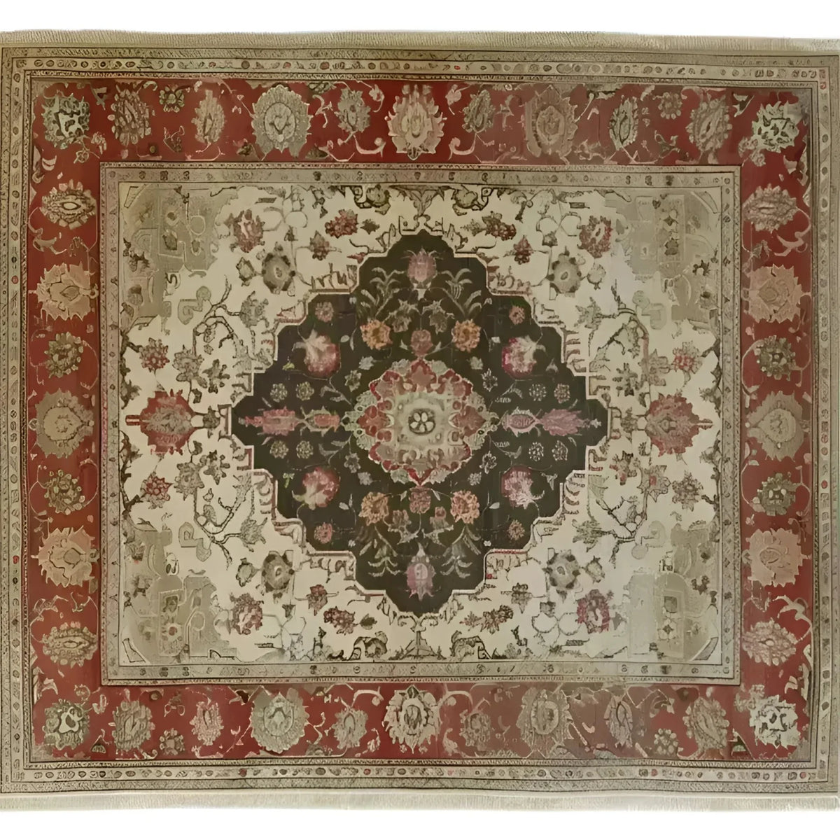This Heritage Floral Elegance Hand Knotted Area Rug features an intricate floral pattern with vintage Persian influences, perfect for enhancing living room spaces. The rich, earthy tones and detailed design make it an ideal choice for those seeking elegant area rugs for living room decor.