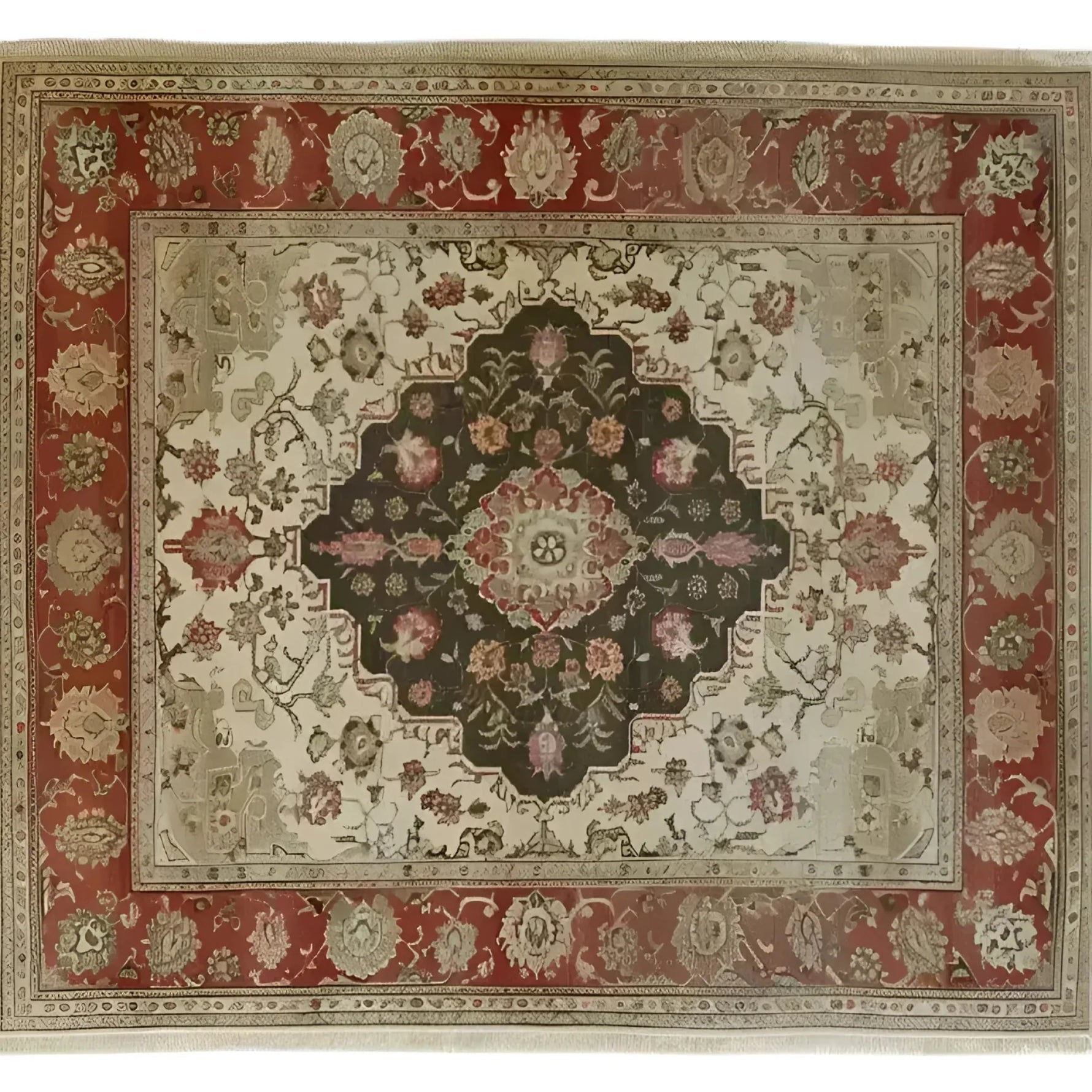 This Heritage Floral Elegance Hand Knotted Area Rug features an intricate floral pattern with vintage Persian influences, perfect for enhancing living room spaces. The rich, earthy tones and detailed design make it an ideal choice for those seeking elegant area rugs for living room decor.