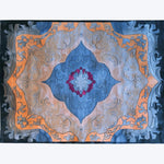 The Heritage Voyage Hand Tufted Rug features an intricate vintage design, perfect for enhancing your dining room or living room. This 8x10 wool area rug showcases a blend of blue, orange, and red tones, making it an ideal centerpiece for any space needing a touch of elegance.