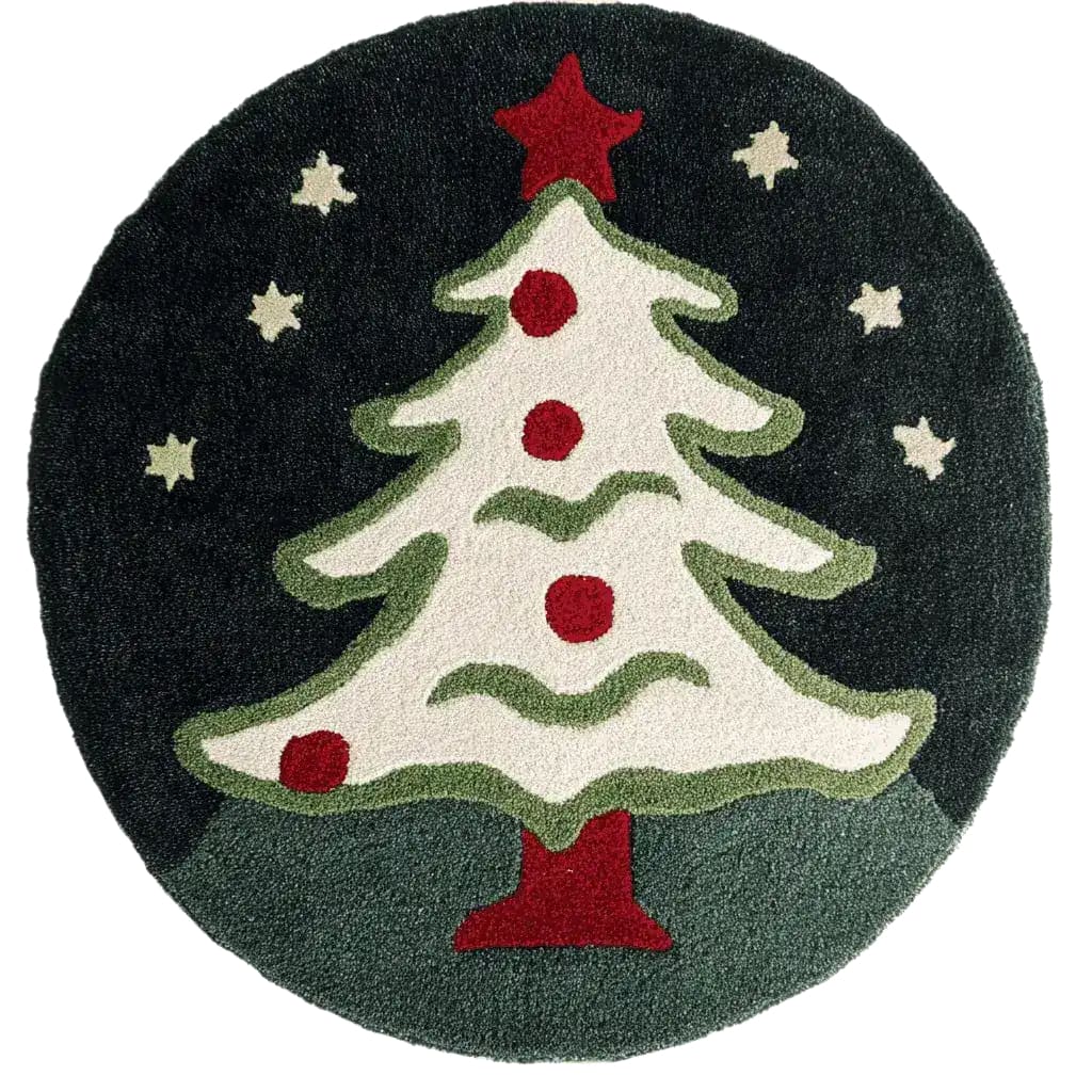 The "Holiday Bliss Round Hand Tufted Rug" features a cheerful, festive design that brings warmth and joy to any space during the holiday season. Handcrafted with plush, high-quality fibers, it adds a cozy and stylish touch to your home decor.