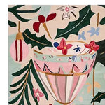 This vibrant area rug features a festive holiday design with a hand-tufted wool construction. The image showcases a detailed close-up of a colorful holiday scene, including ornaments and greenery, perfect for adding a cheerful touch to living room area rugs. The wool rug's intricate patterns and large living room rug size make it a standout piece for seasonal decor.