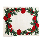 Holly Berry Bliss Hand Tufted Area Rug, perfect for adding a touch of festive charm to your office or dining room. This wool rug features a beautiful design with vibrant red berries and lush green leaves on a soft cream background, making it an ideal office rug for a warm and inviting atmosphere.