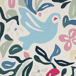 Vibrant Holly Bird Dreams Hand Tufted Area Rug showcasing a whimsical bird and floral pattern. Perfect for adding a splash of color to your living room, this wool rug is ideal for living room area rugs or as an accent piece in your decor. Available in 8x10 size, it features a playful design with blue, pink, and green hues.