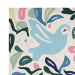 A vibrant hand-tufted area rug featuring an abstract design with a blue bird surrounded by colorful leaves and flowers. Perfect for adding a splash of color to living room area rugs, this wool rug is ideal for 8x10 living room spaces.