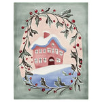 This charming area rug features a whimsical design of a snow-covered house surrounded by holly branches and berries. Crafted from high-quality wool, this 8x10 rug is perfect for adding warmth and style to large living rooms.