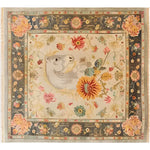 A stunning Horse & Petal Tapestry Hand Knotted Area Rug featuring a detailed floral design with a horse motif in the center. This elegant piece, perfect for living room area rugs, showcases vibrant colors and intricate patterns reminiscent of Persian rugs. The 8x10 size makes it an ideal choice for adding a touch of sophistication to any living space.