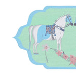 This vibrant hand-tufted wool rug, titled 'Horses of Lovers', features a beautifully detailed horse design with intricate patterns, perfect for adding a touch of elegance to your dining room or living room. This large area rug, with its boho flair, not only enhances the aesthetic appeal but also offers a cozy feel, making it an ideal choice for large area rugs for the living room.