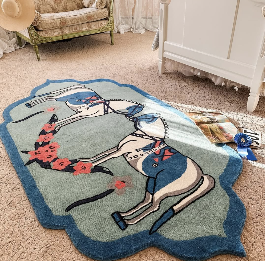 Horses of Lovers Hand Tufted Rug