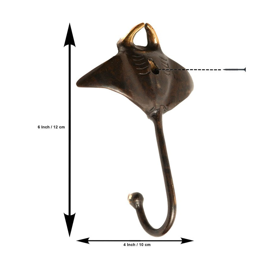 Solid Brass Manta Ray Wall Hook