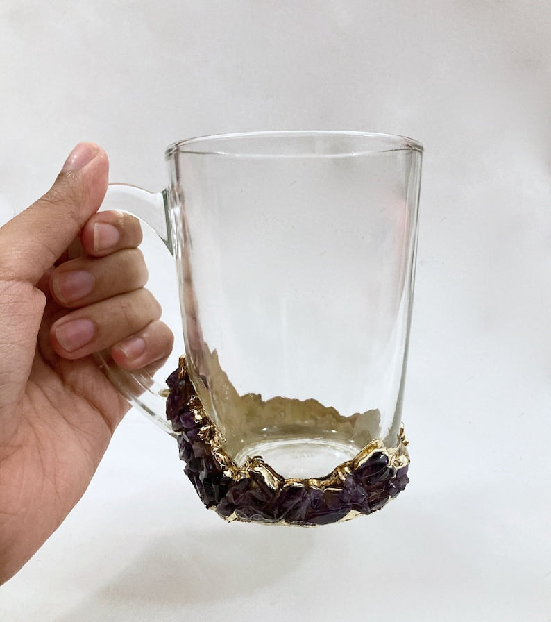 Set of agate quartz crystal glass mugs