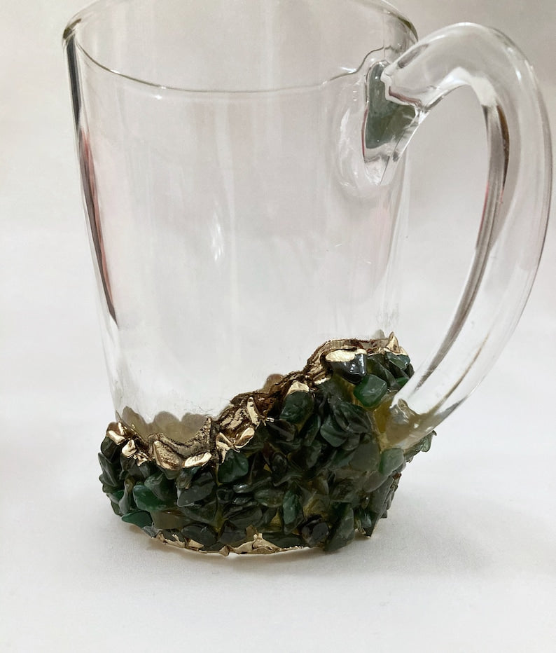 Gold plated agate quartz crystal glass mug
