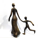 Bronze Abstract Mother and Son Statue