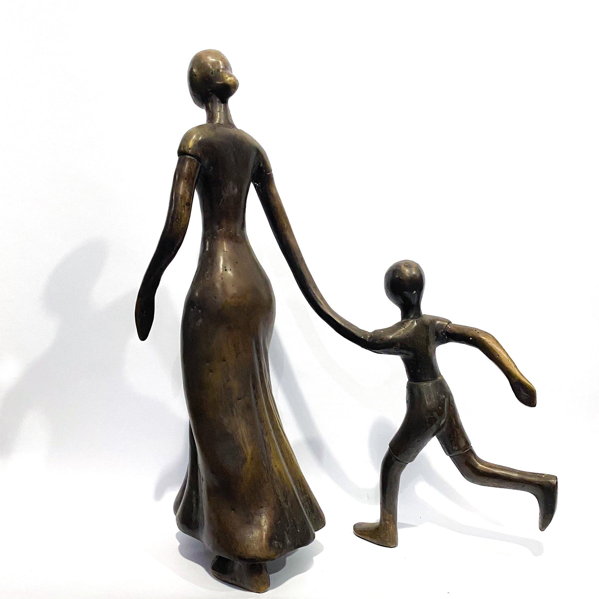 Bronze Abstract Mother and Son Statue