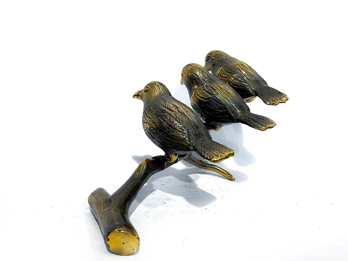 Brass Birds on Branch Statue