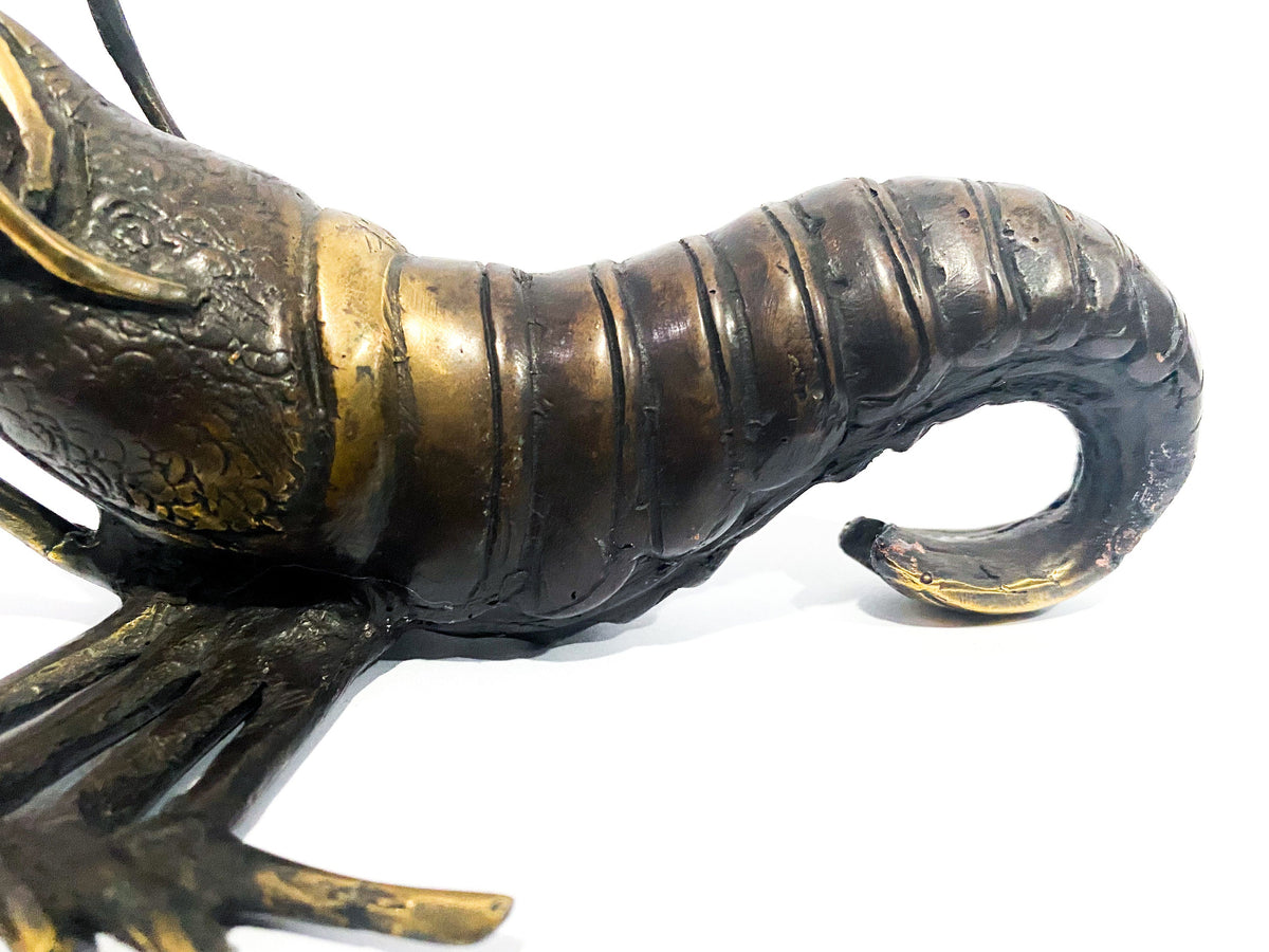 Large Solid Brass Shrimp Statue
