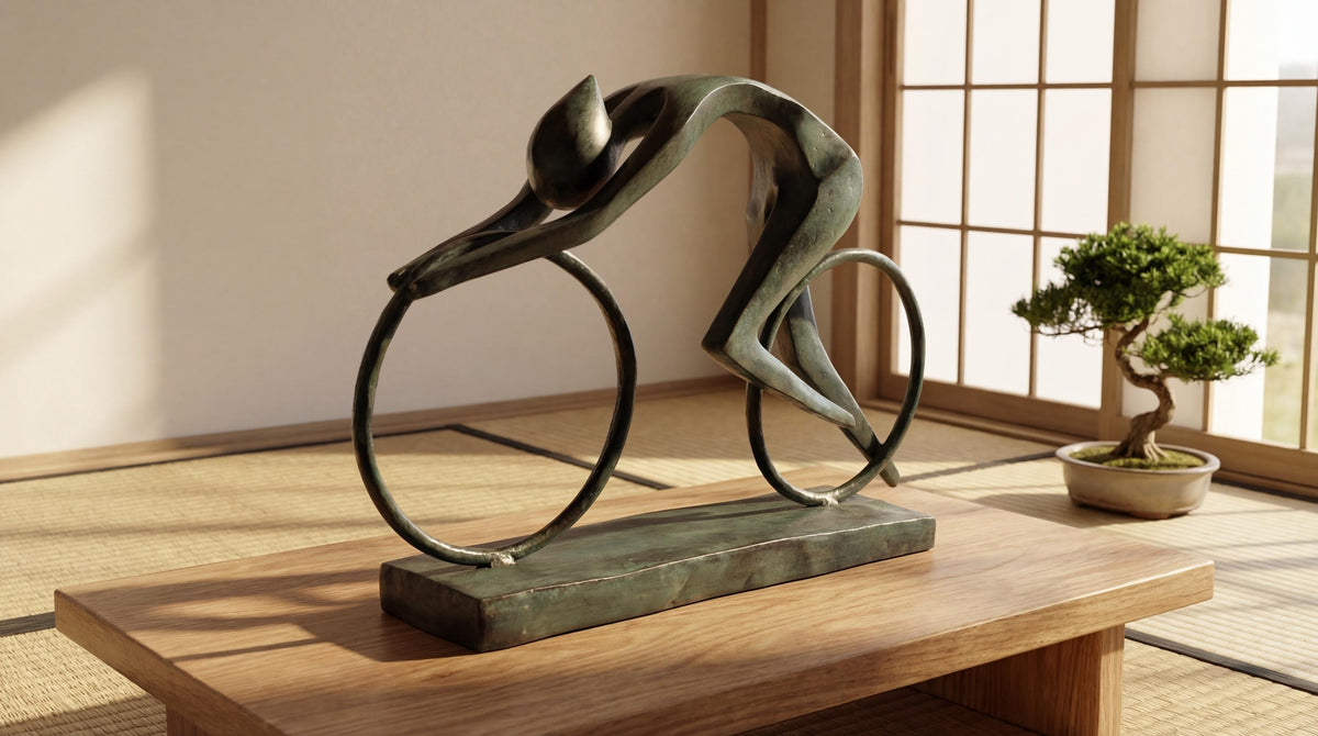 Brass Abstract Cyclist Sculpture