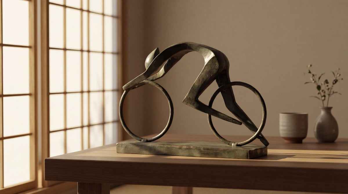 Brass Abstract Cyclist Sculpture