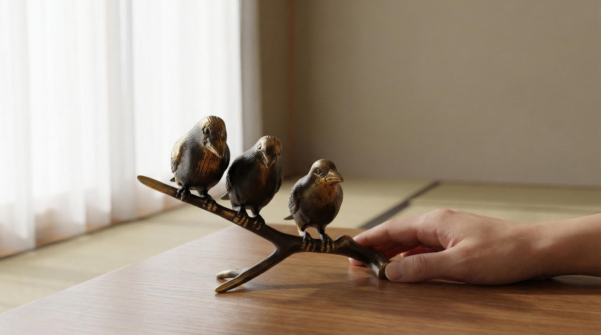 Brass Birds on Branch Statue