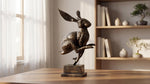 Bronze Jumping Rabbit Statue