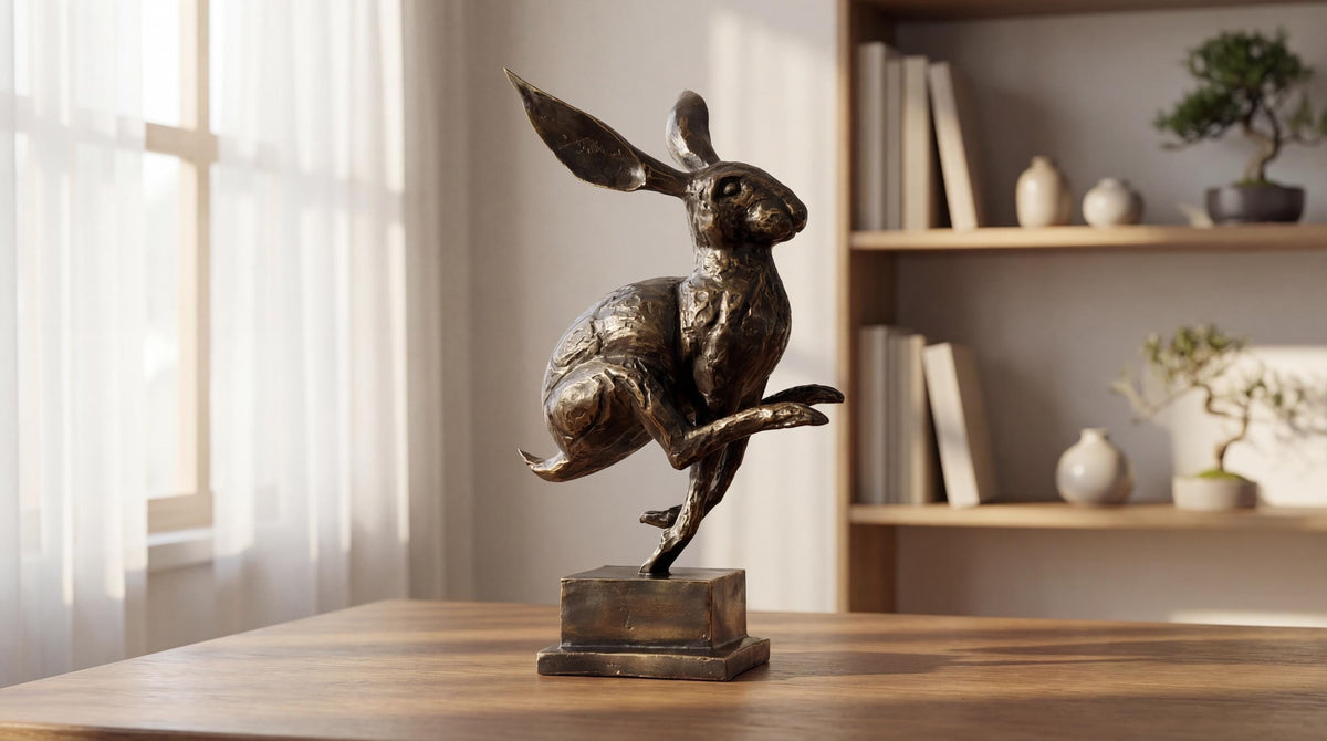 Bronze Jumping Rabbit Statue