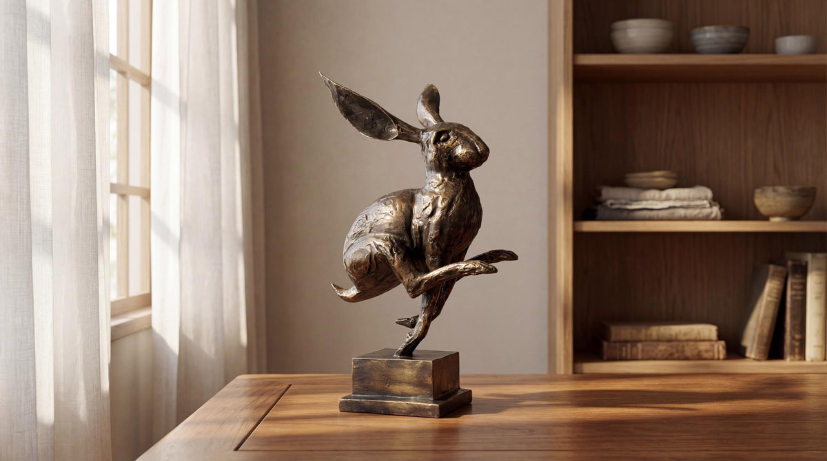 Bronze Jumping Rabbit Statue