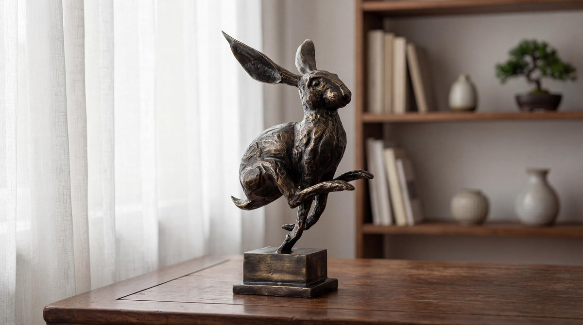 Bronze Jumping Rabbit Statue