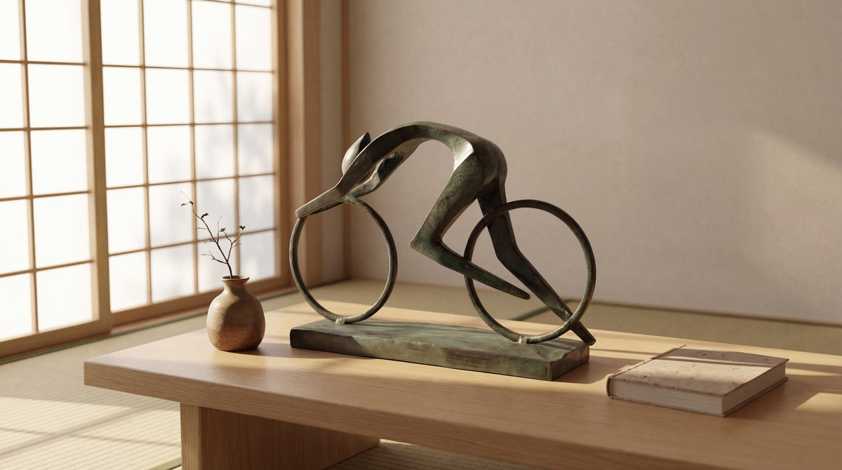 Brass Abstract Cyclist Sculpture