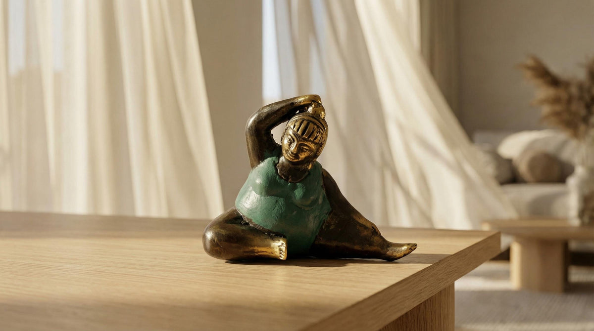 Mini Bronze Yoga Woman Sculpture