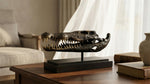 Bronze Crocodile Skull Statue