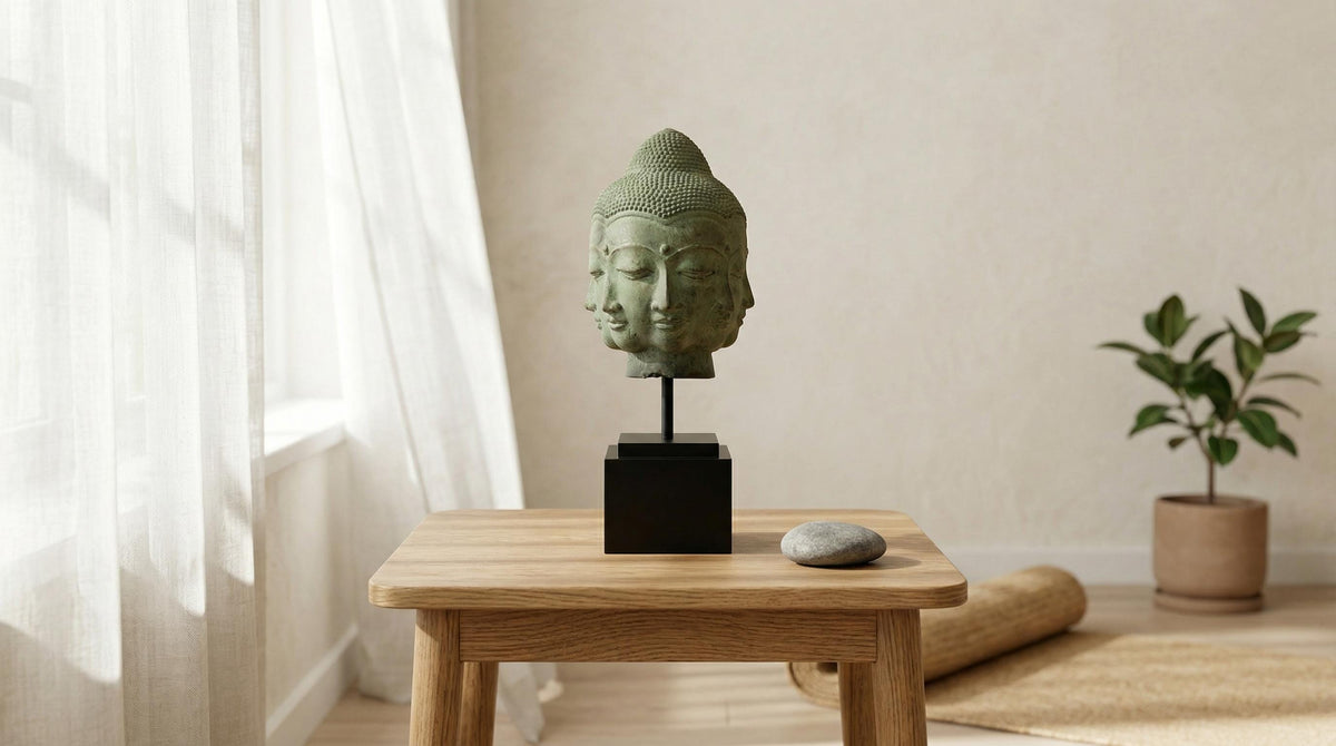Bronze Many-Face Buddha Head Statue