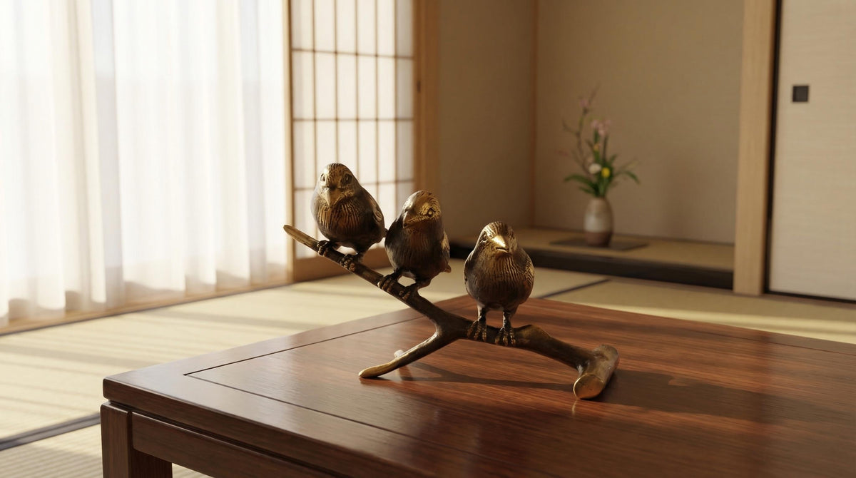 Brass Birds on Branch Statue