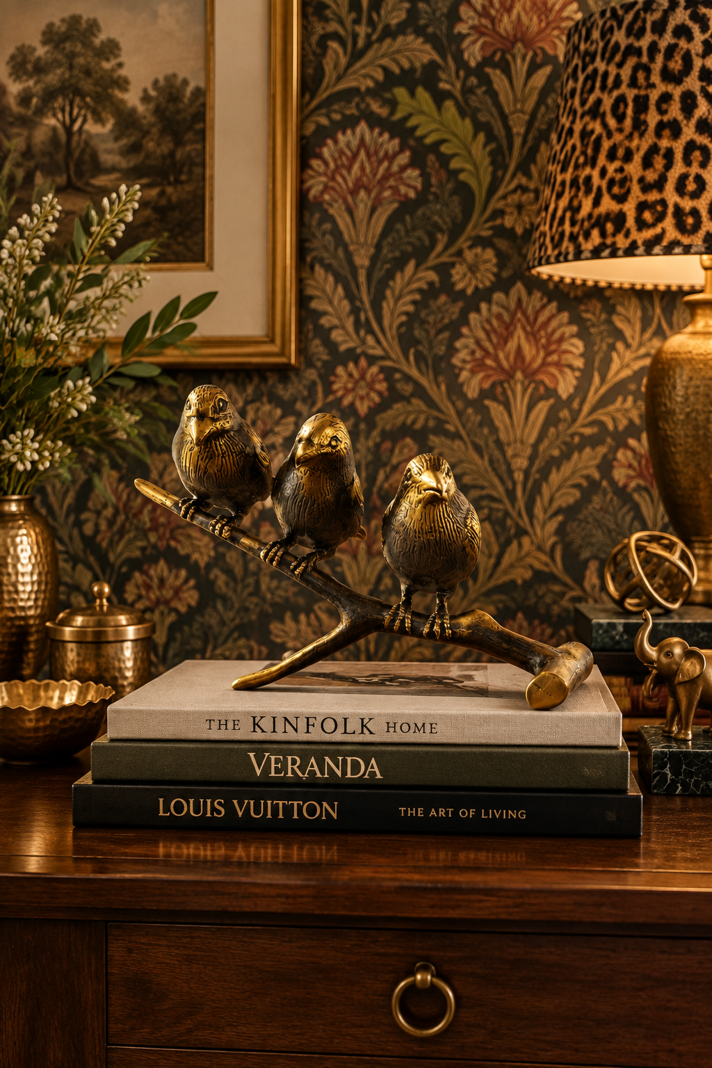 Brass Birds on Branch Statue