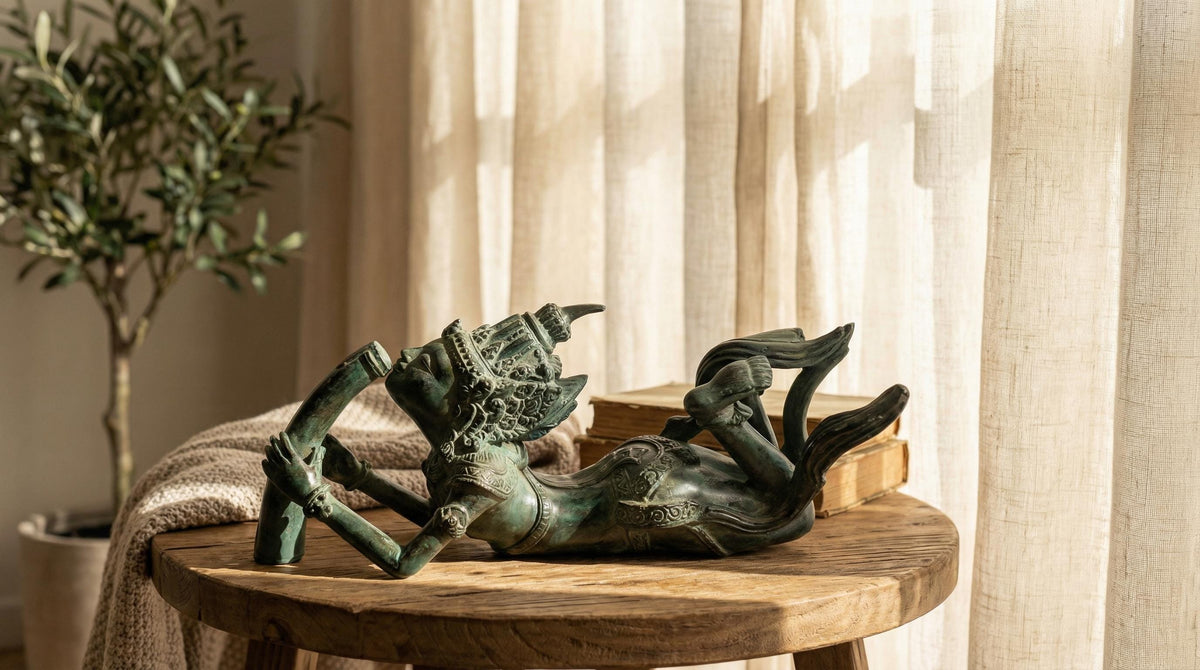 Solid Brass Reclining Shiva Statue