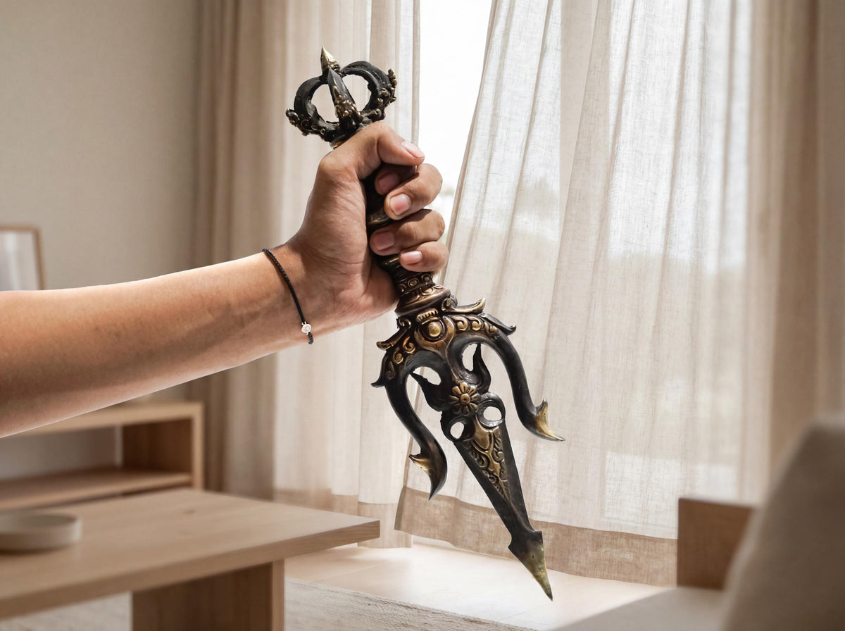 Solid Brass Shiva Trident Statue