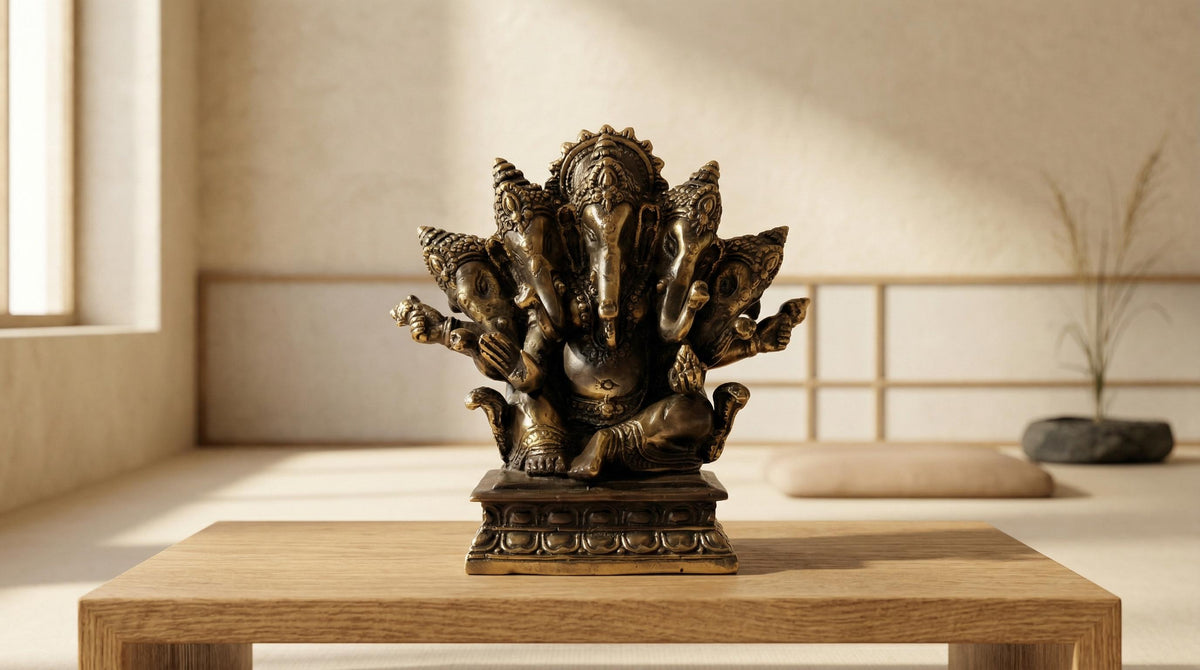 Solid Brass Panchamukhi Ganesha Statue