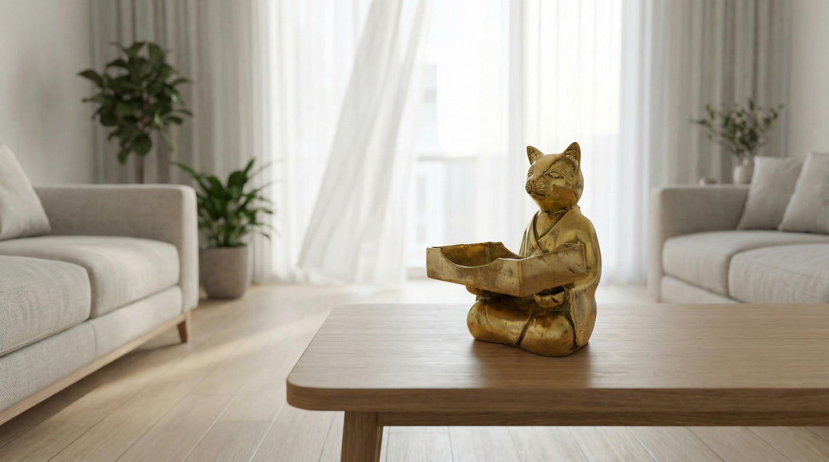 Solid Brass Cat Business Card Holder