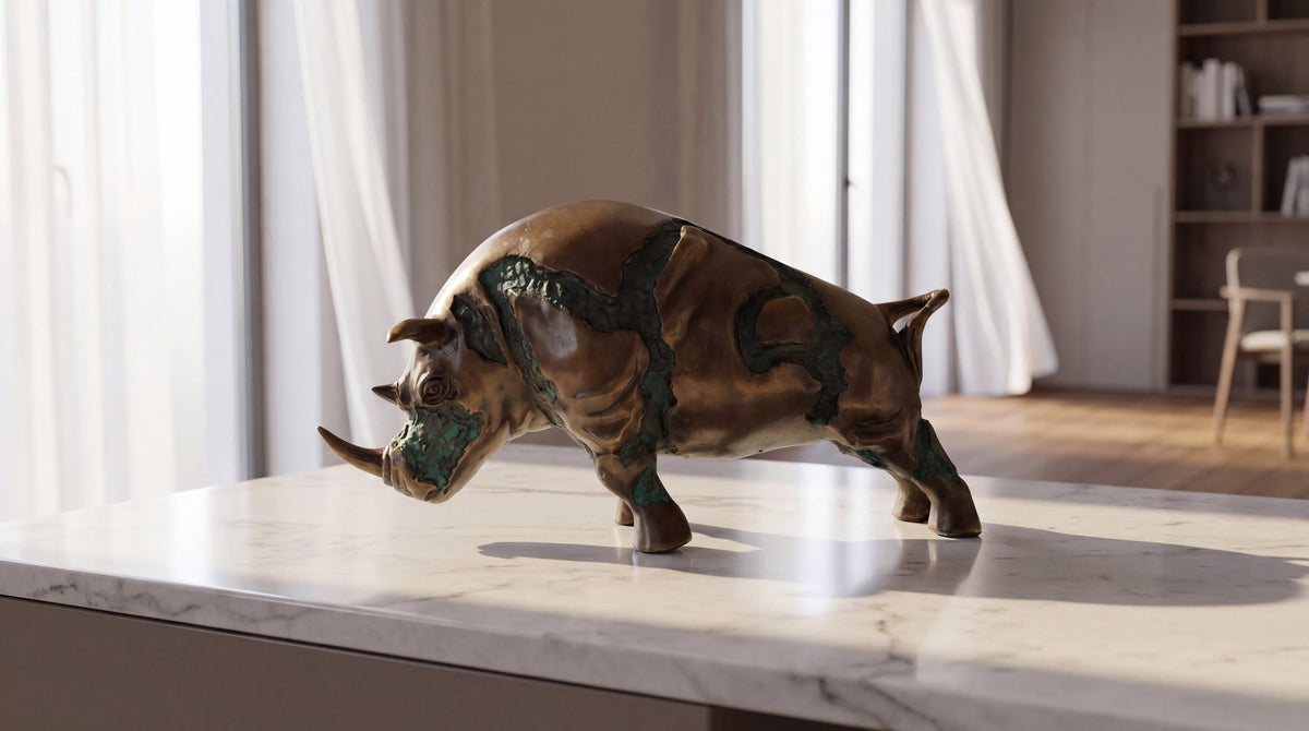 Vintage Brass Rhino Statue