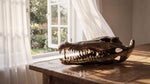 Bronze Crocodile Skull Statue