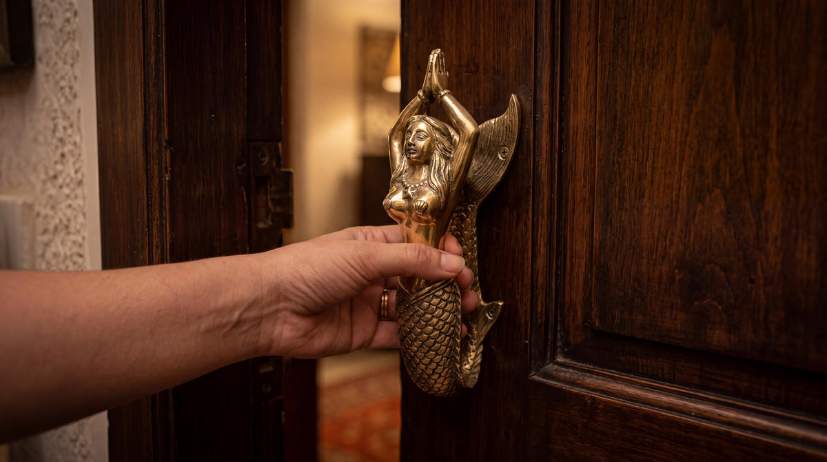 Solid Brass Mermaid Door Handle - Pair