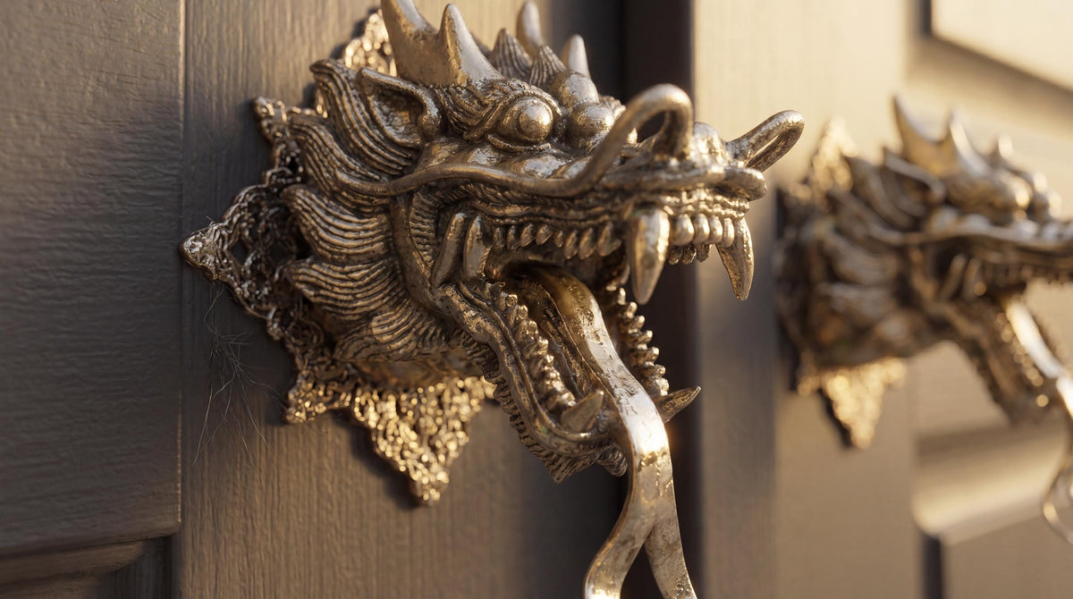 Solid Brass Dragon Head Door Knob