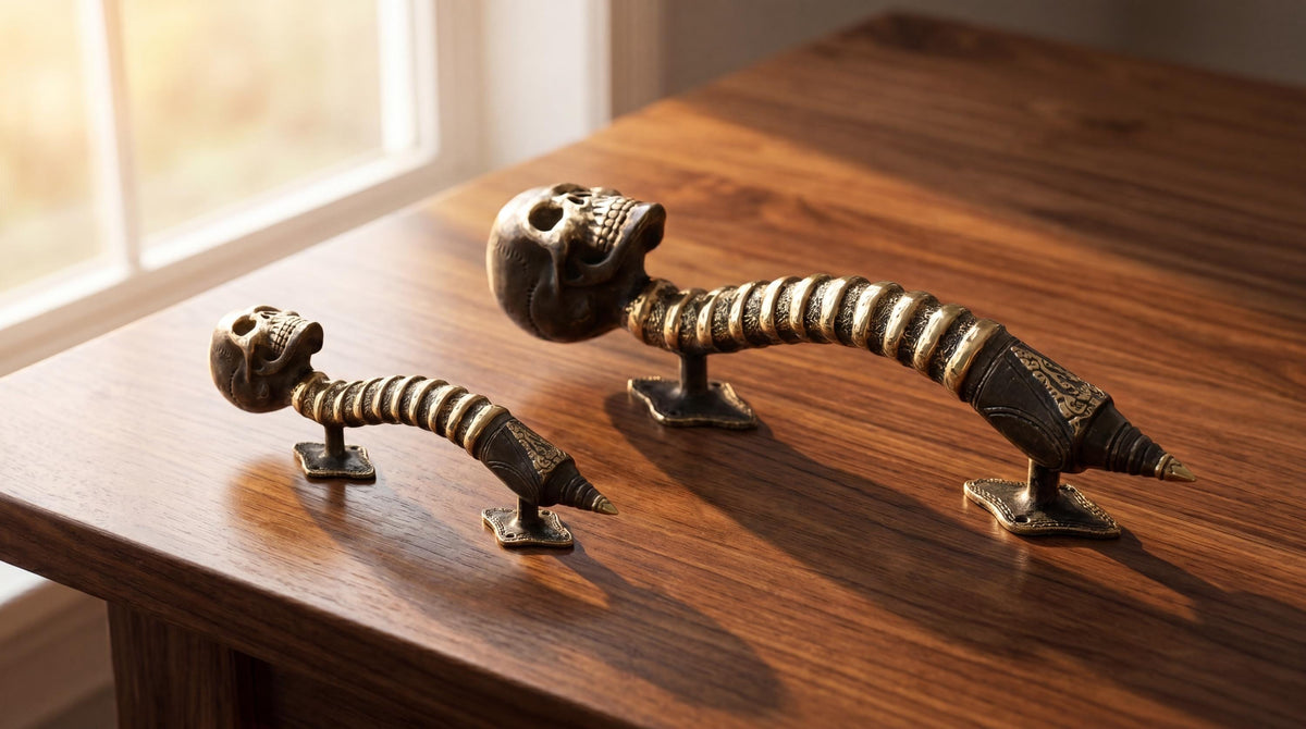 Solid Brass Skull Door Handles - Pair