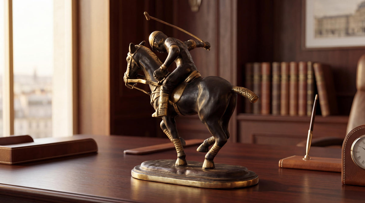 Brass Polo Player Statue