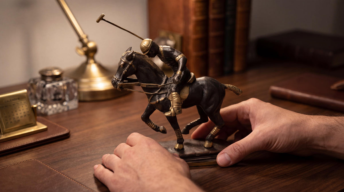 Brass Polo Player Statue