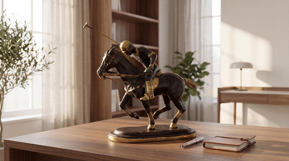 Brass Polo Player Statue