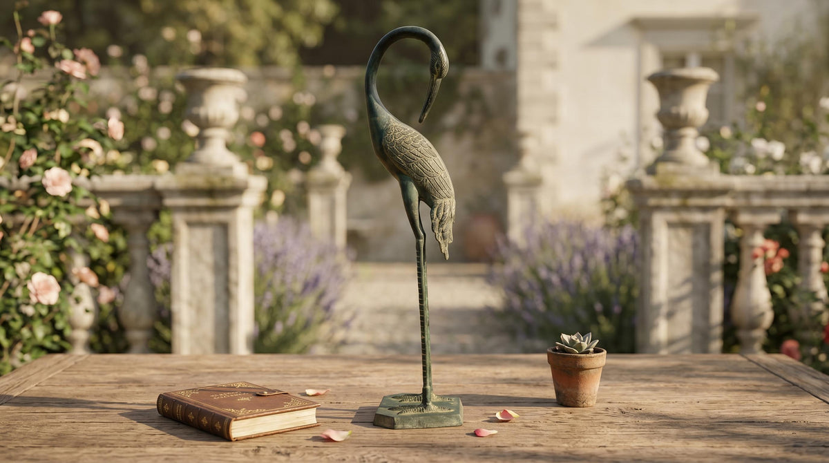 Brass Crane Statue